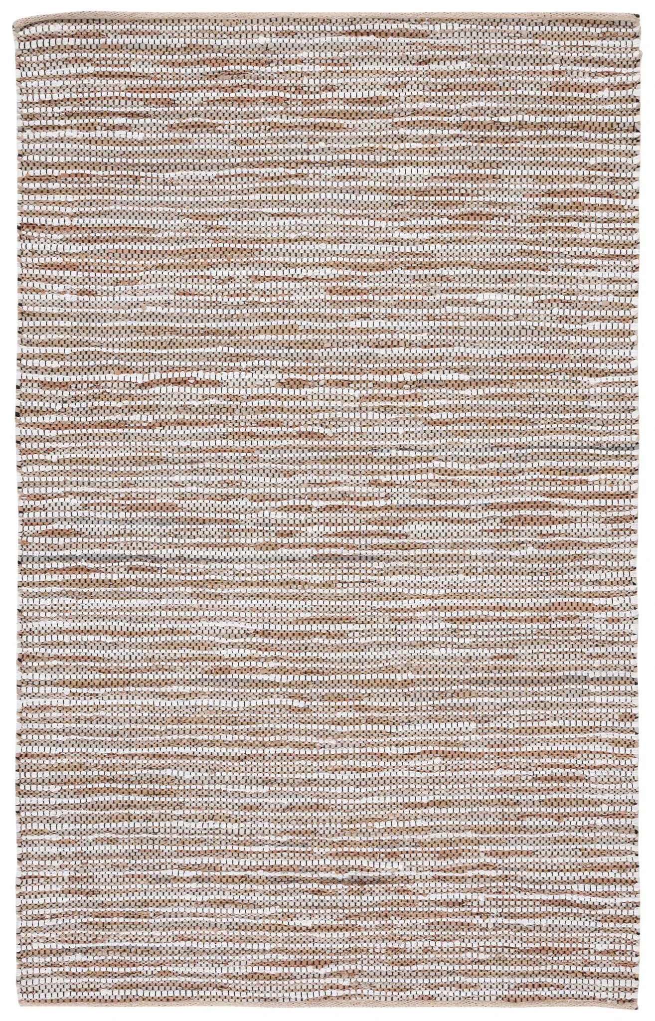 Vintage Leather Allover Stripe Hand-Woven Rug