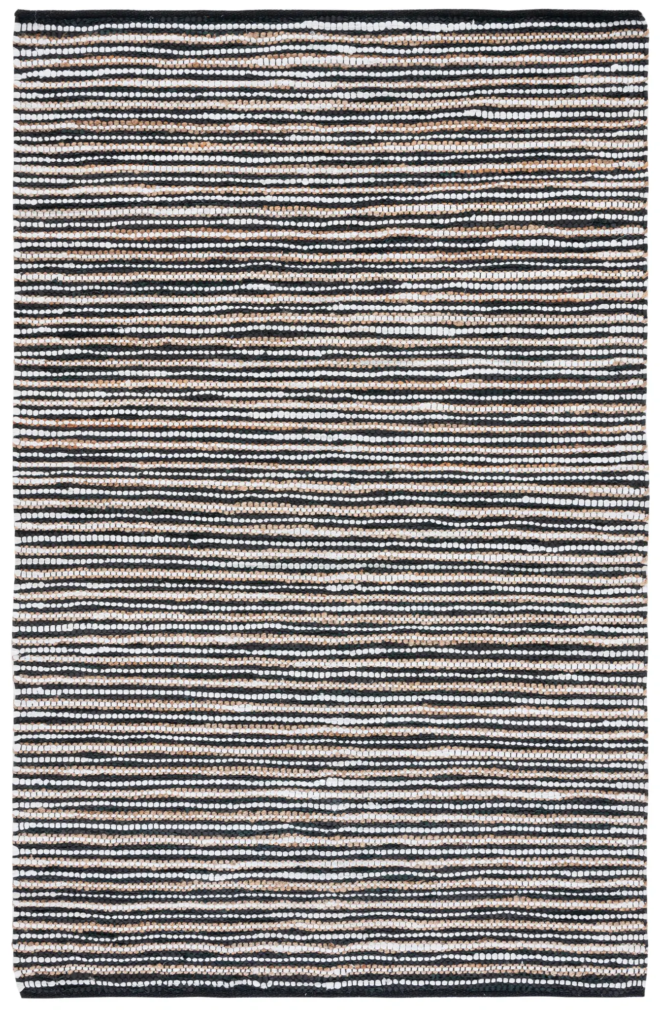 Vintage Leather Allover Stripe Hand-Woven Rug