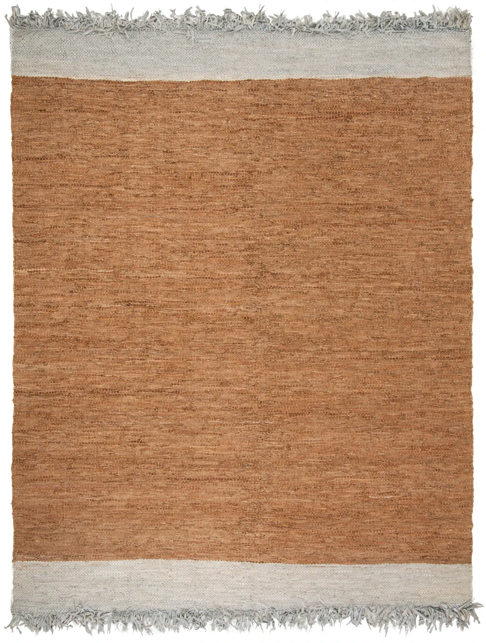 Vintage Leather Striped Hand-Woven Rug