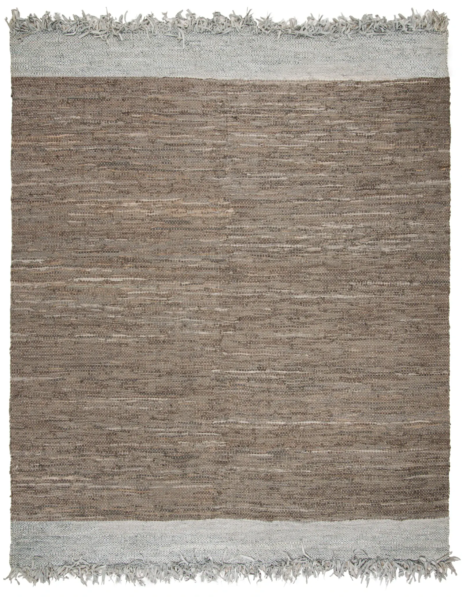Vintage Leather Striped Hand-Woven Rug