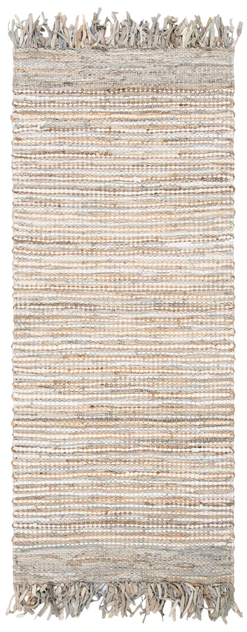 Vintage Leather Linear Stripe Hand-Woven Rug