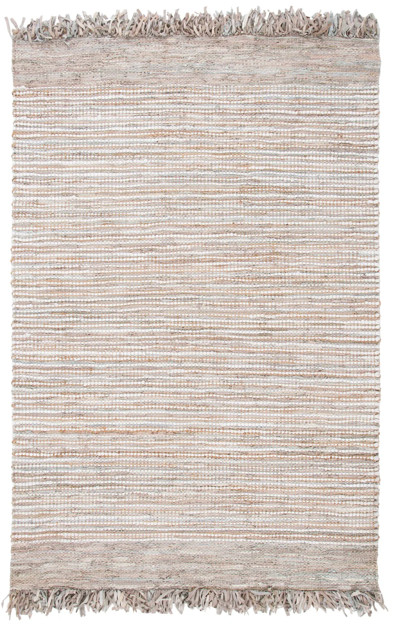 Vintage Leather Linear Stripe Hand-Woven Rug