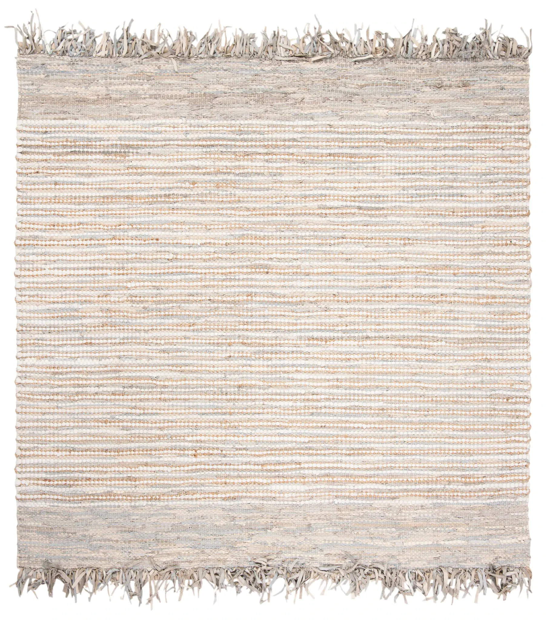 Vintage Leather Linear Stripe Hand-Woven Rug