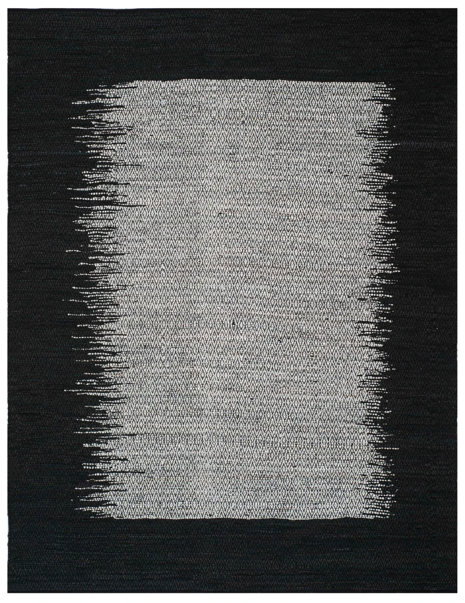 Vintage Leather Diamond Border Hand-Woven Rug