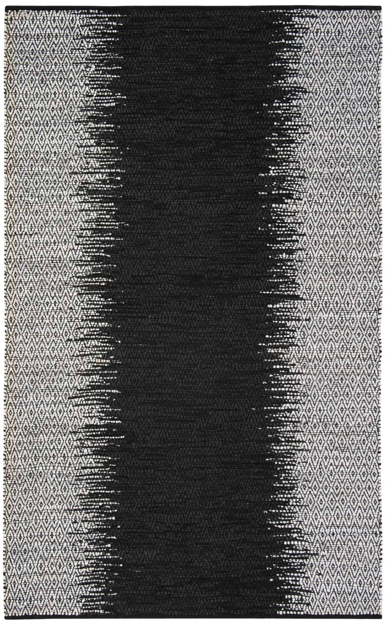 Vintage Leather Banded Diamond Hand-Woven Rug