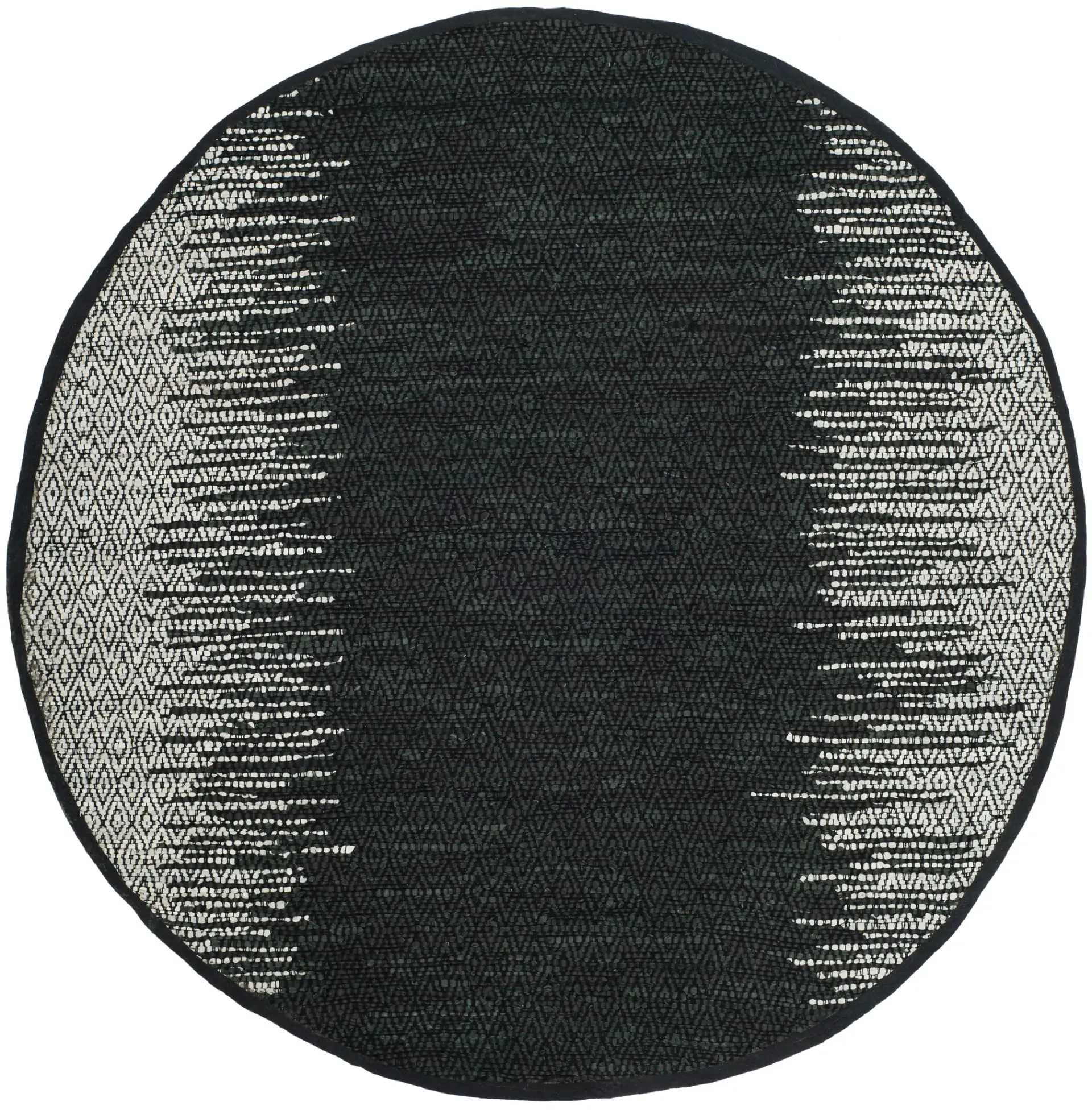 Vintage Leather Banded Diamond Hand-Woven Rug