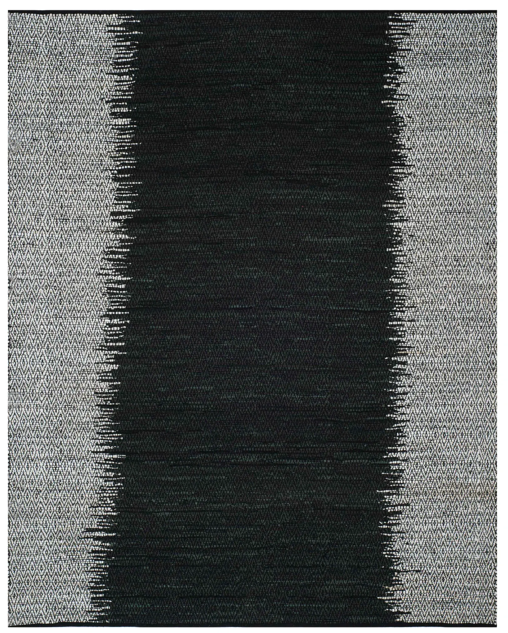 Vintage Leather Banded Diamond Hand-Woven Rug