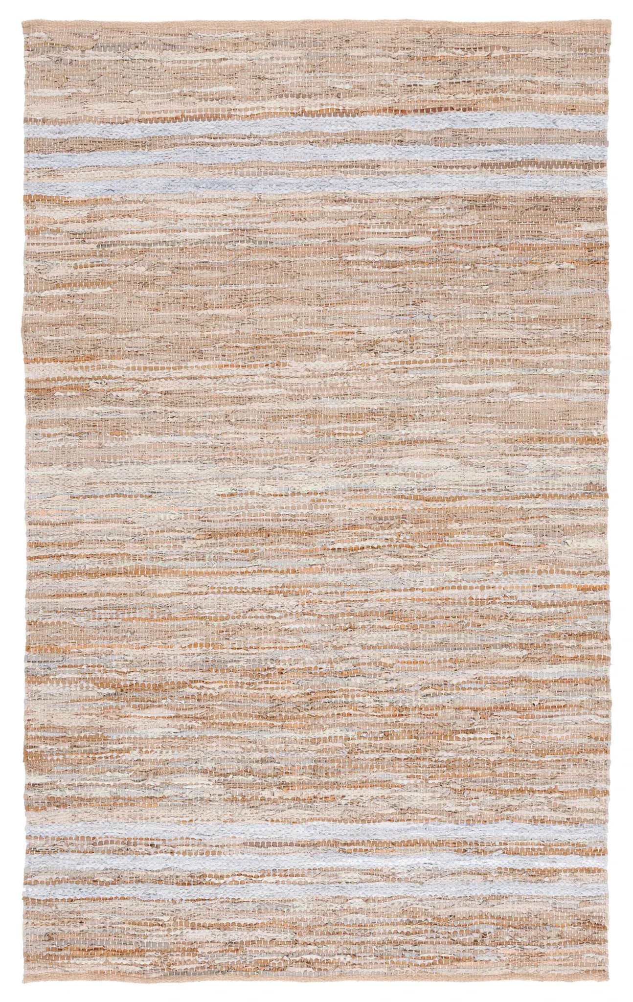 Vintage Leather Border Stripe Hand-Woven Rug