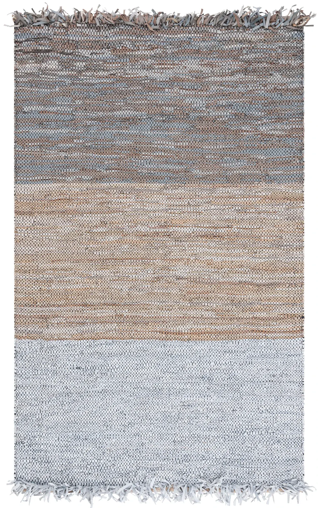 Vintage Leather Color Block Hand-Woven Rug