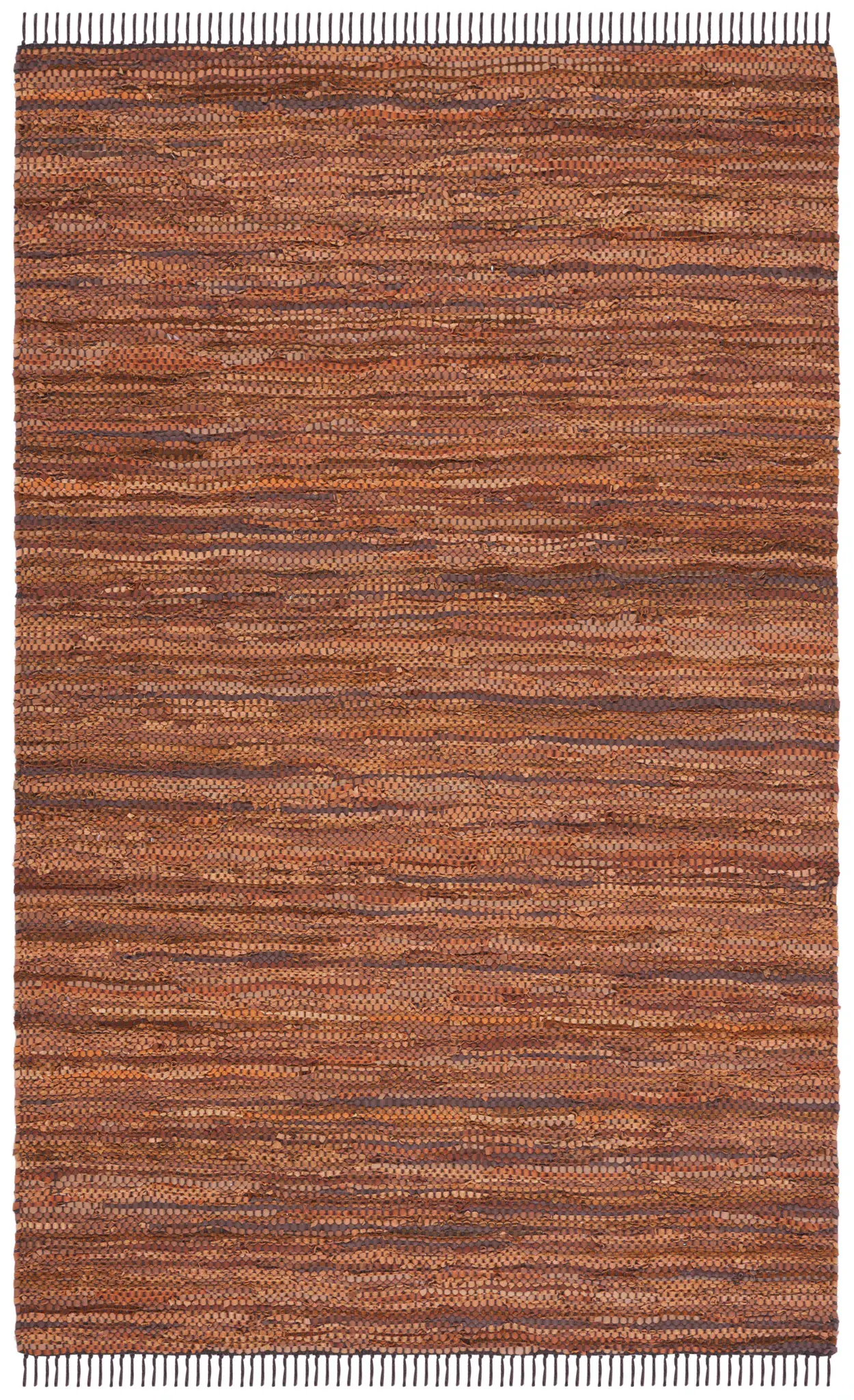 Vintage Leather Striped Flatweave Rug