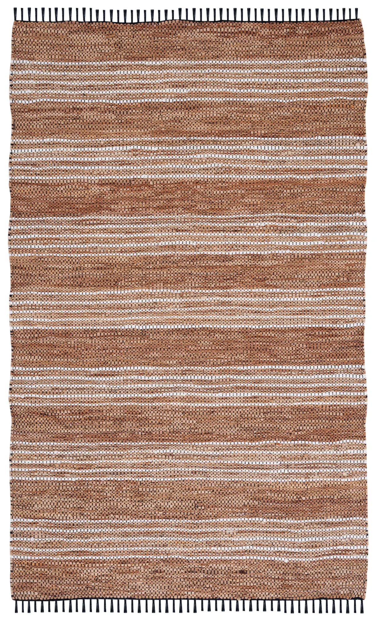 Vintage Leather Grouped Stripe Hand-Woven Rug