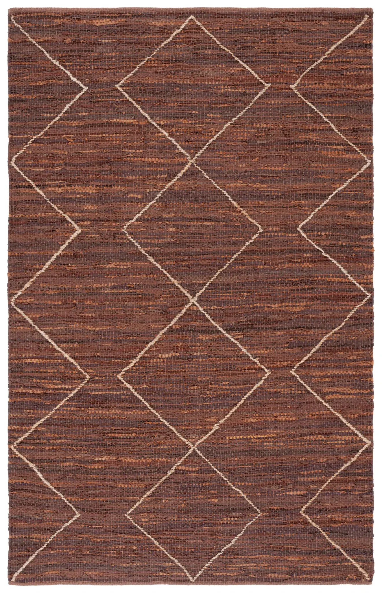 Vintage Leather Diamond Hand-Woven Rug