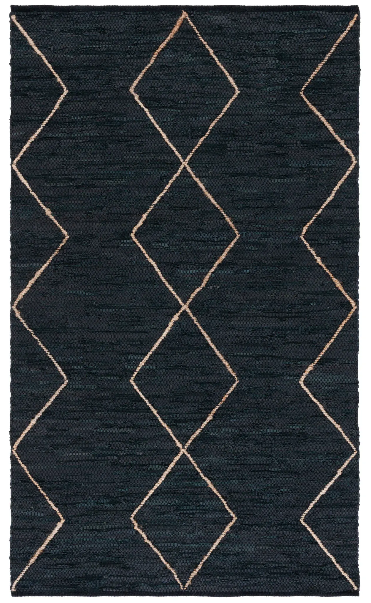 Vintage Leather Diamond Hand-Woven Rug