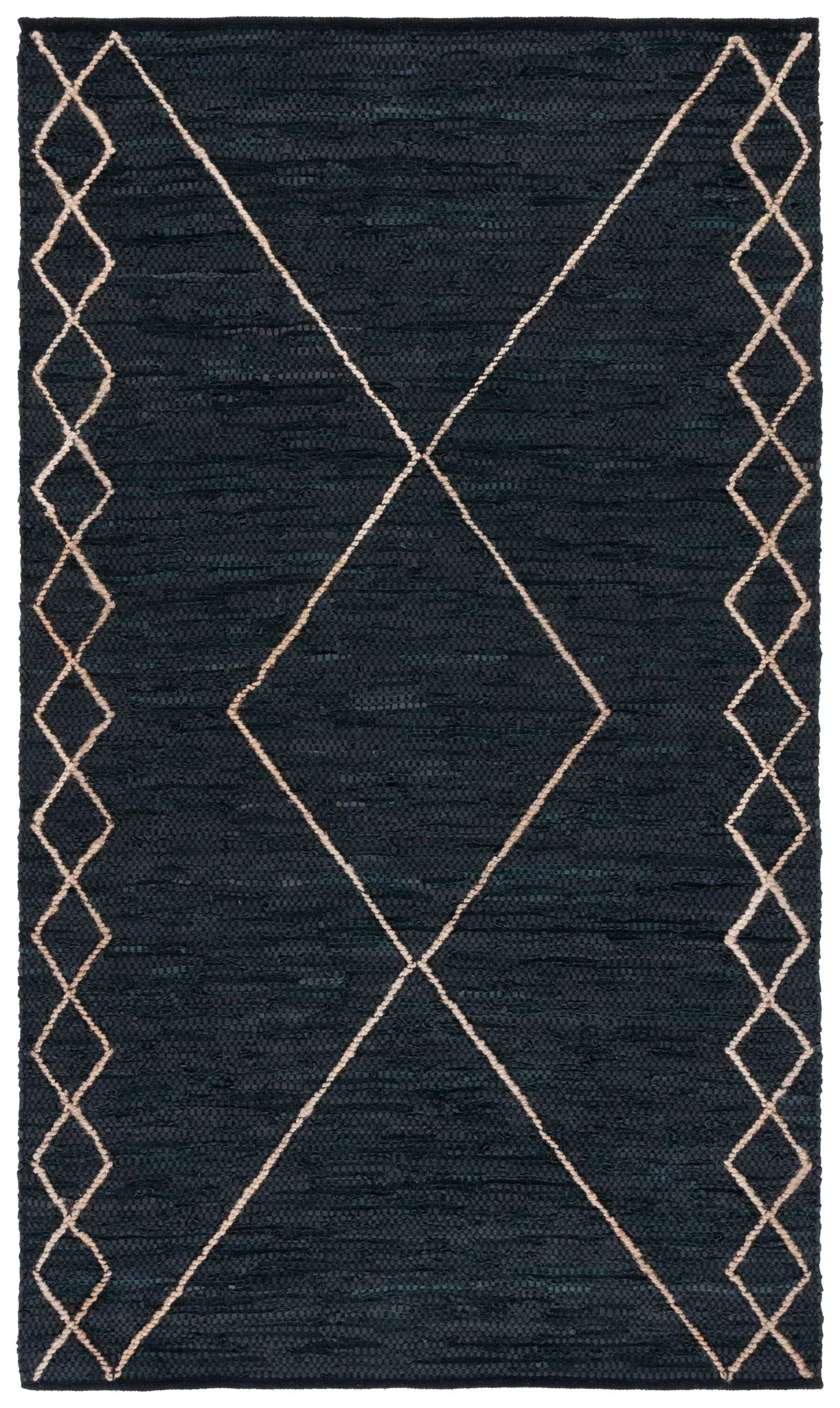 Vintage Leather Diamond Trellis Hand-Woven Rug