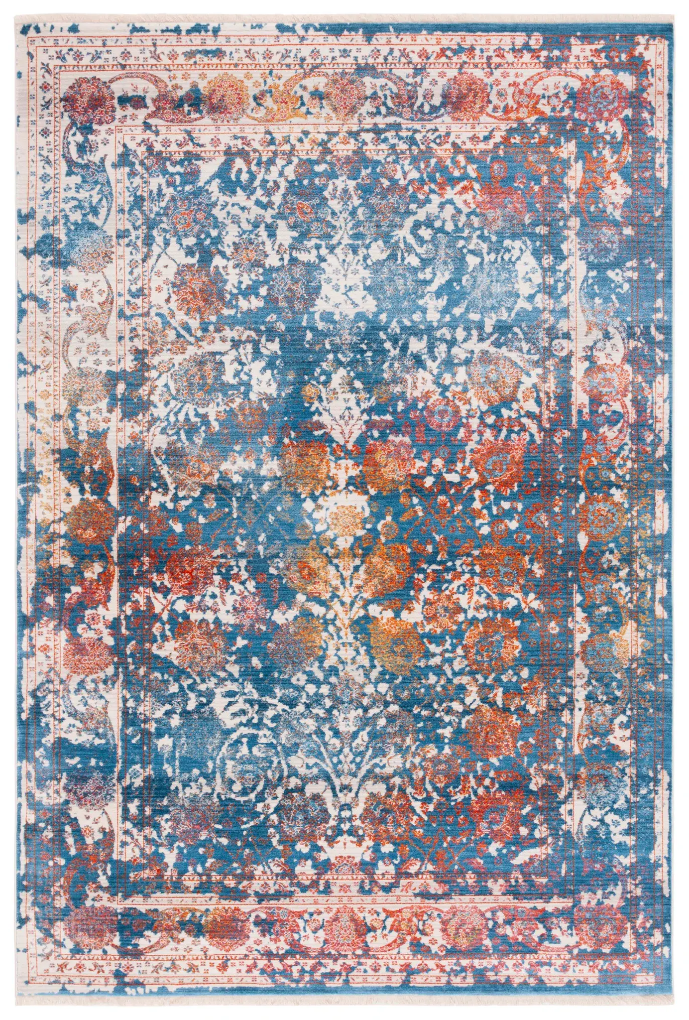 Vintage Persian Distressed Floral Rug