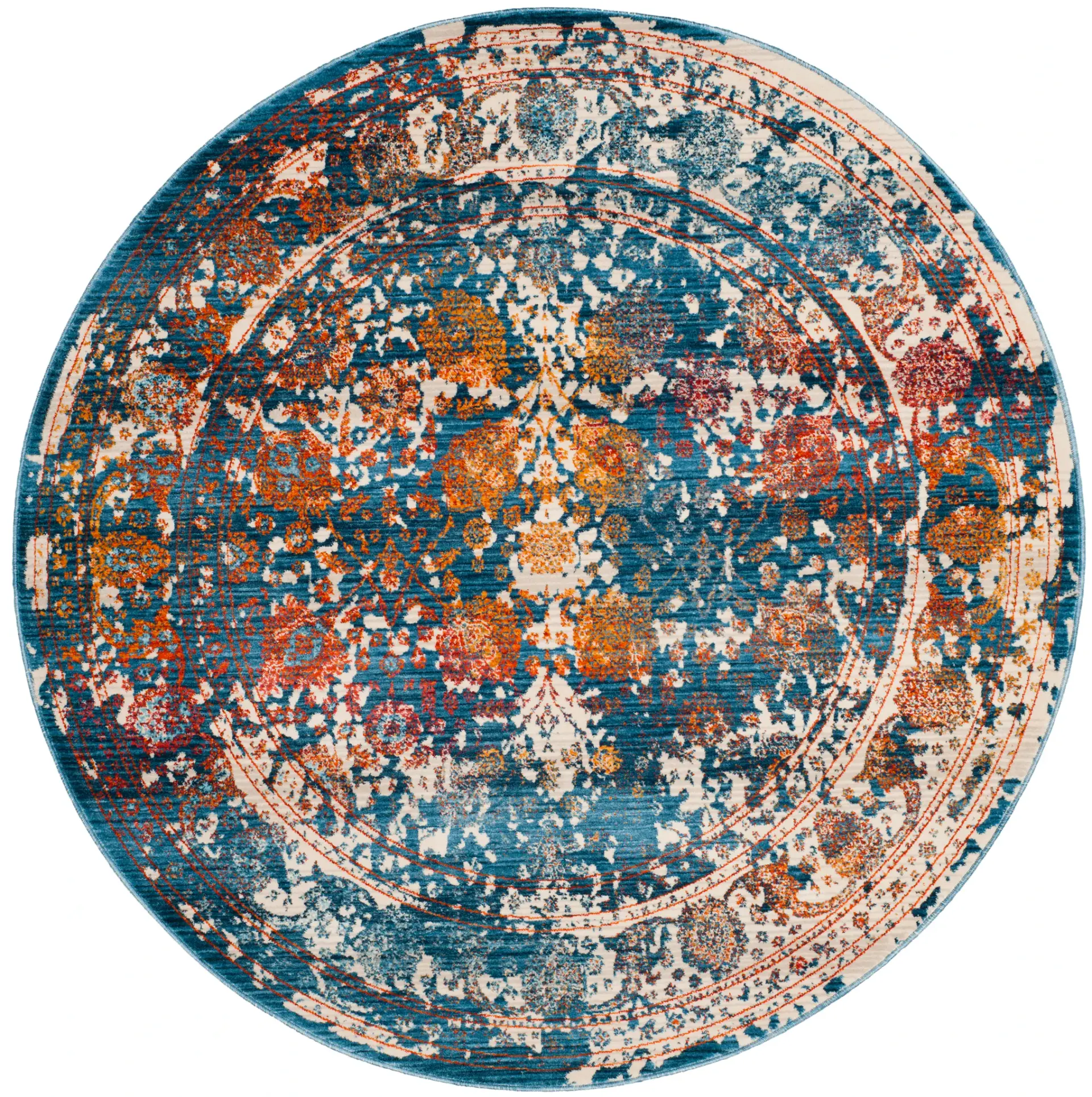 Vintage Persian Distressed Floral Rug