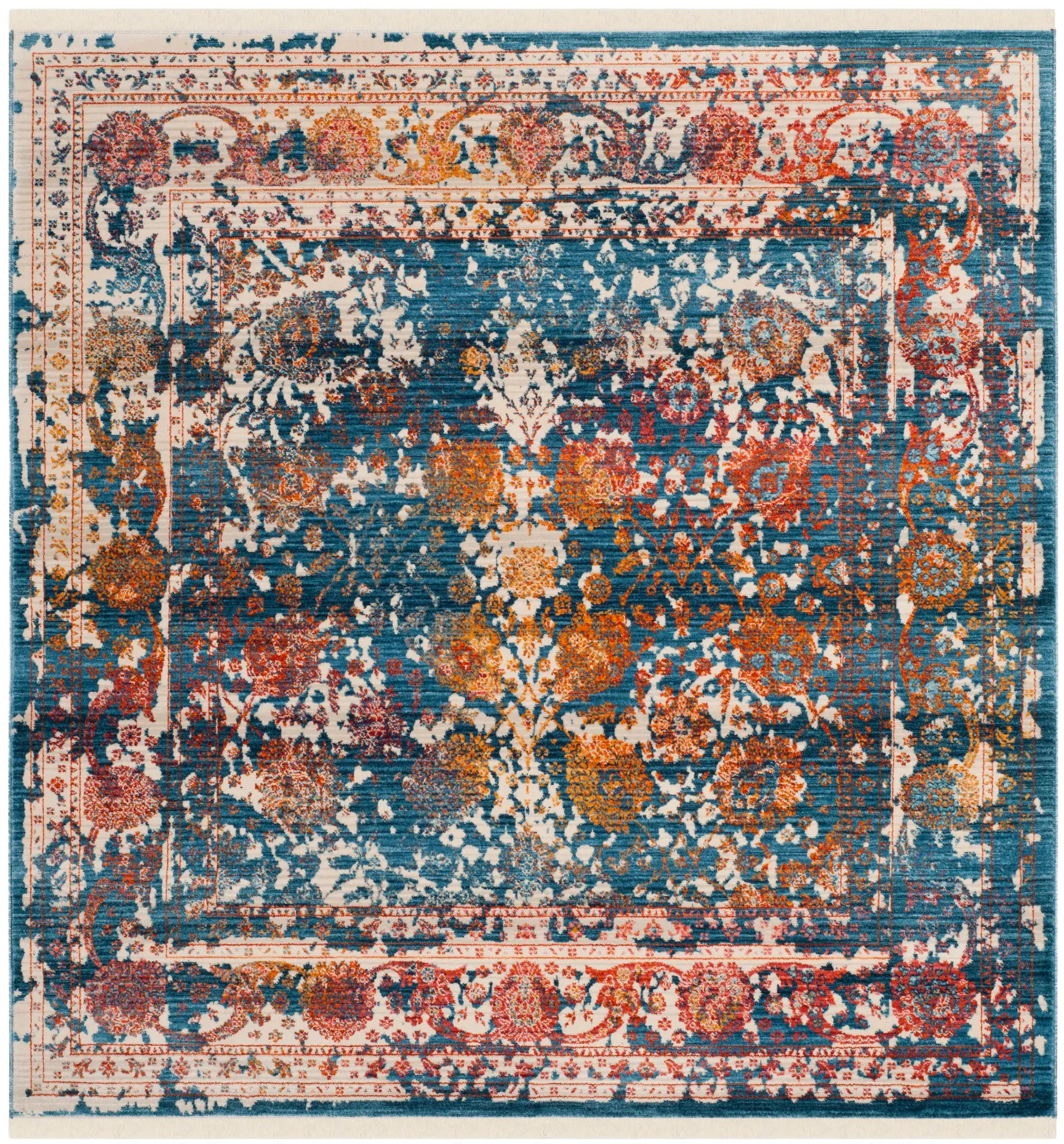 Vintage Persian Distressed Floral Rug