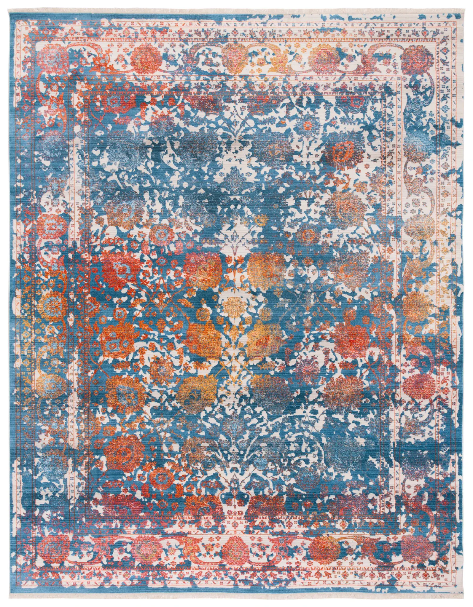 Vintage Persian Distressed Floral Rug