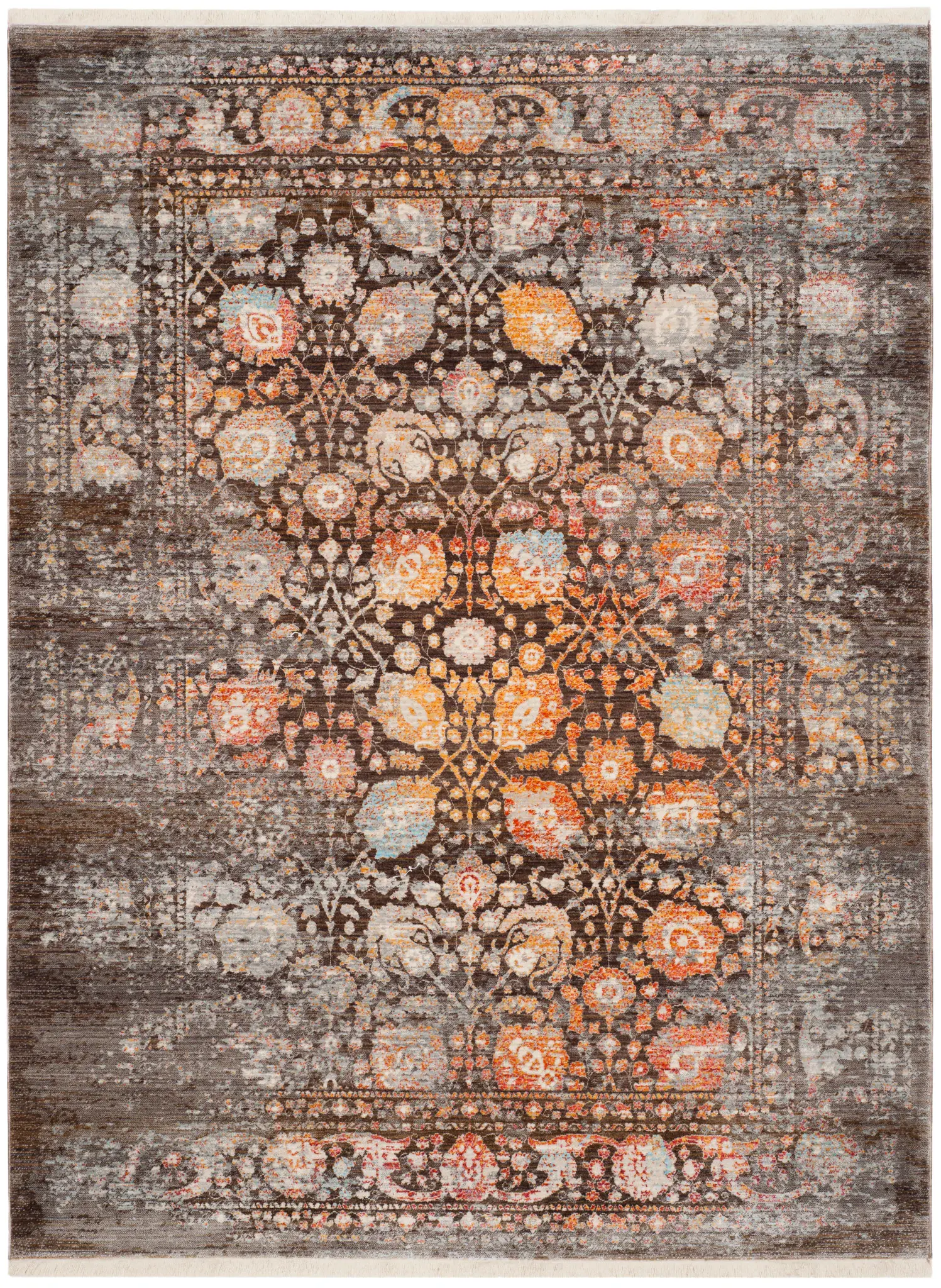 Vintage Persian Distressed Floral Allover Rug