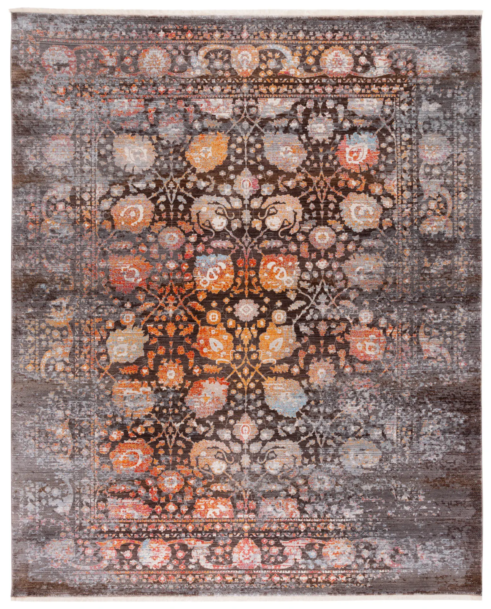 Vintage Persian Distressed Floral Allover Rug