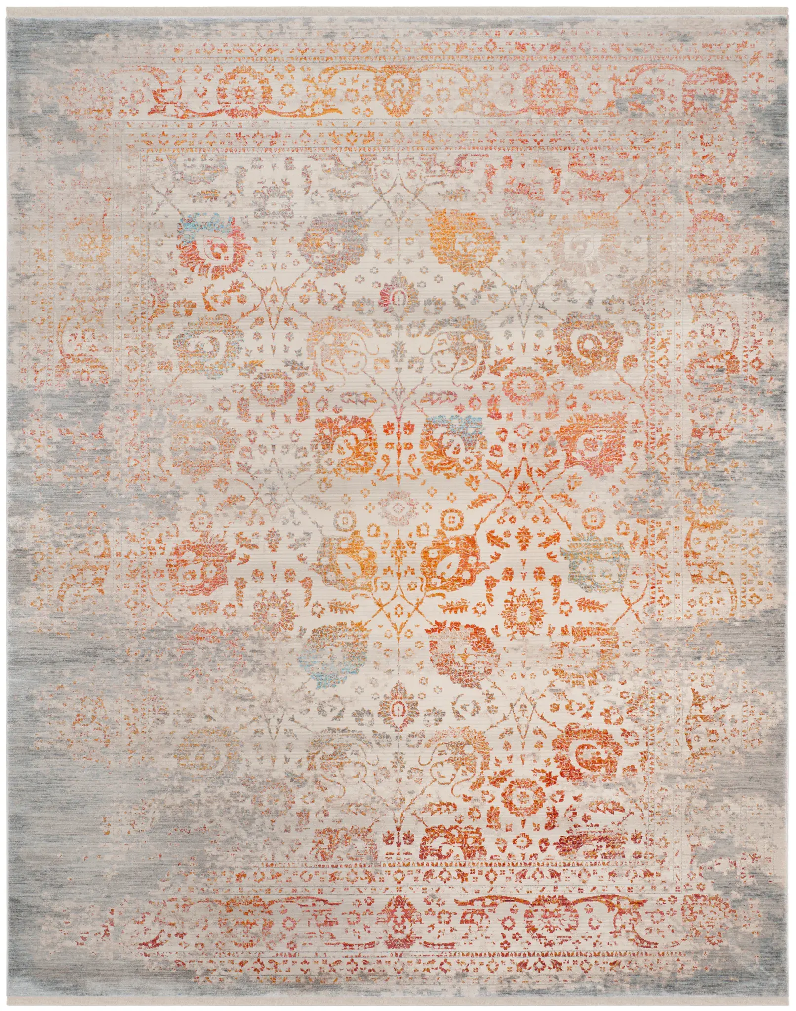 Vintage Persian Distressed Floral Allover Rug