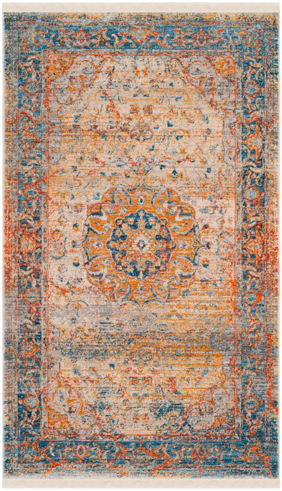 Vintage Persian Rosette Medallion Rug