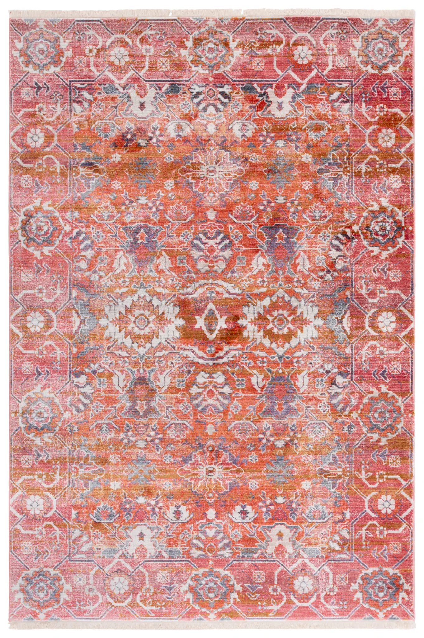 Vintage Persian Floral Bordered Rug
