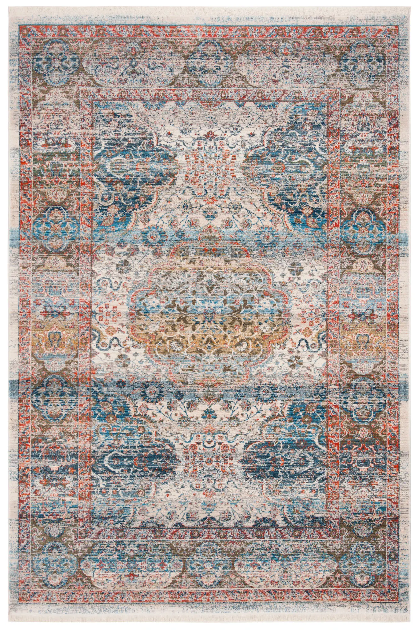 Vintage Persian Traditional Bordered Medallion Rug