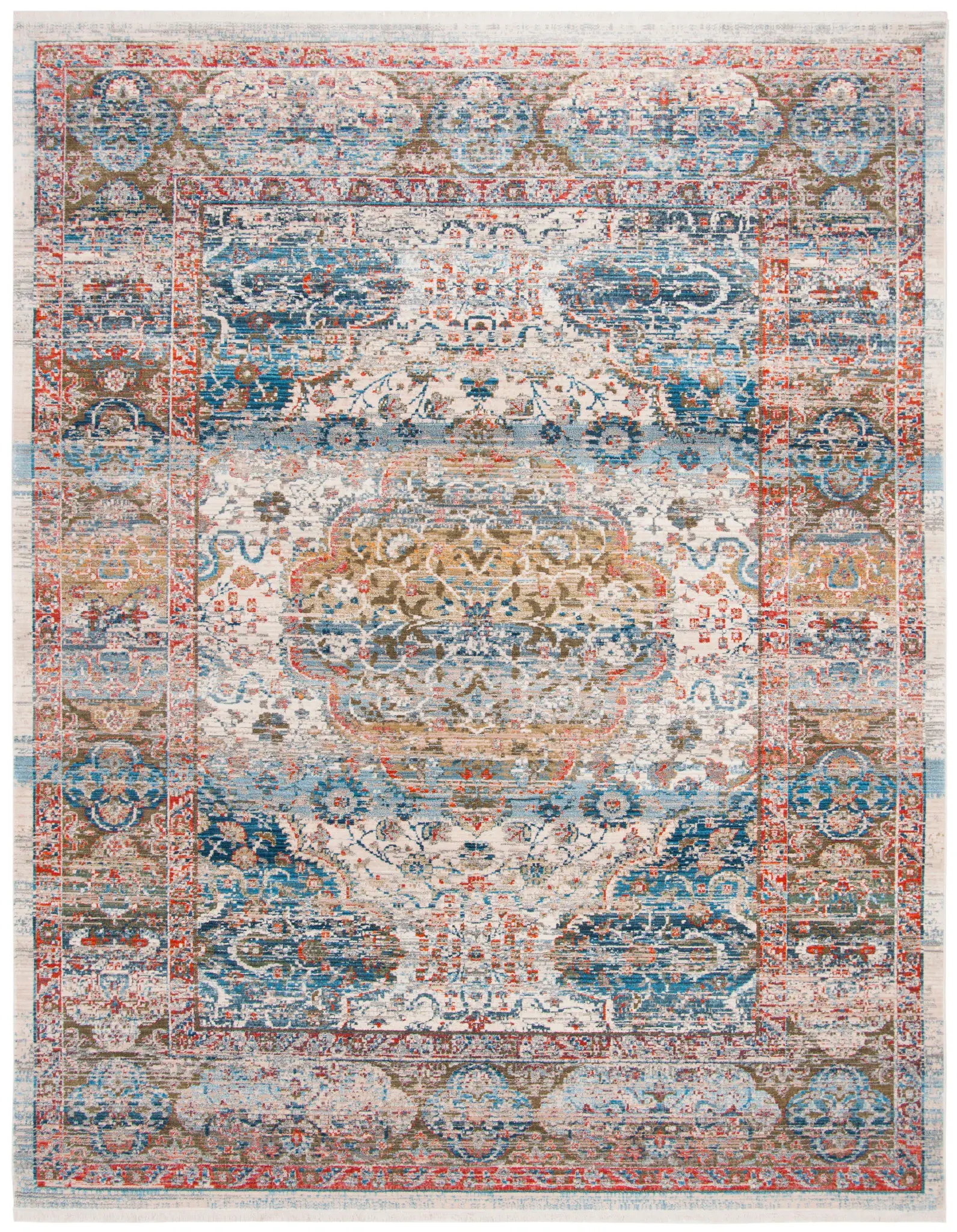 Vintage Persian Traditional Bordered Medallion Rug