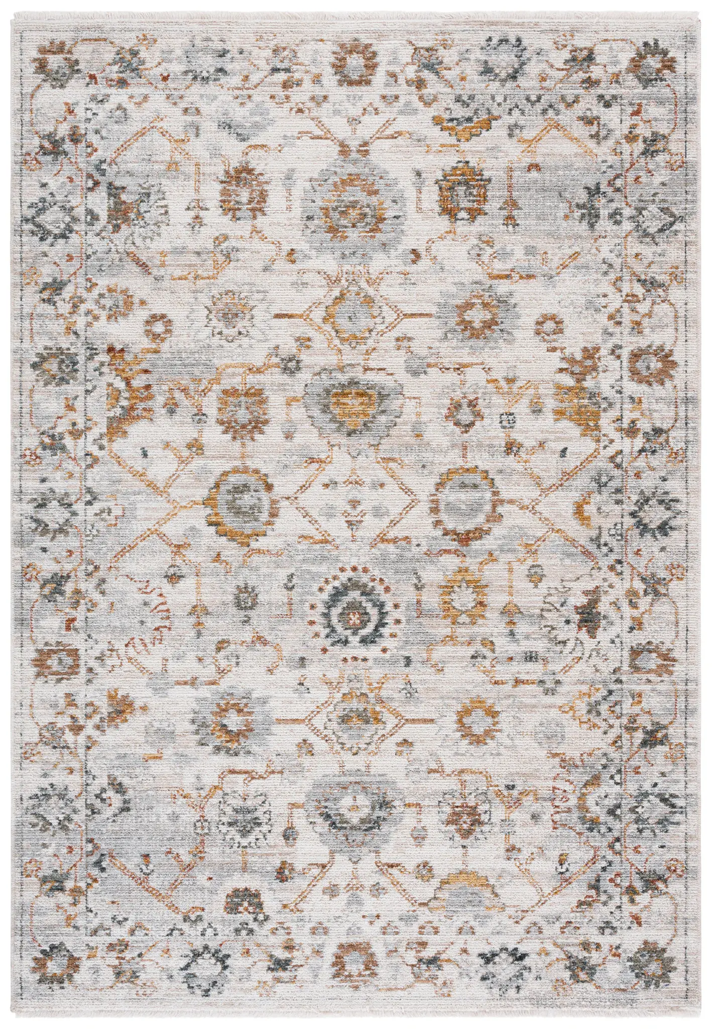 Vintage Rosewood Bordered Floral Rug