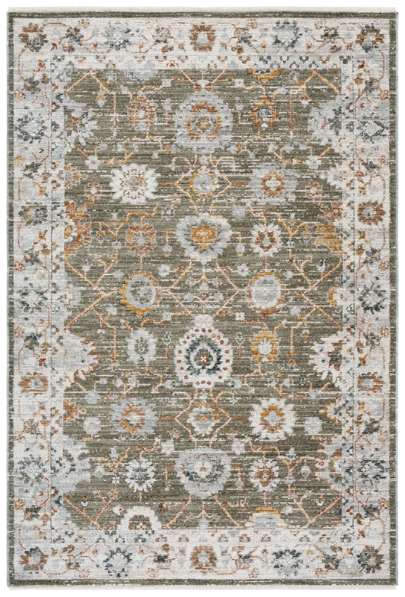 Vintage Rosewood Bordered Floral Rug