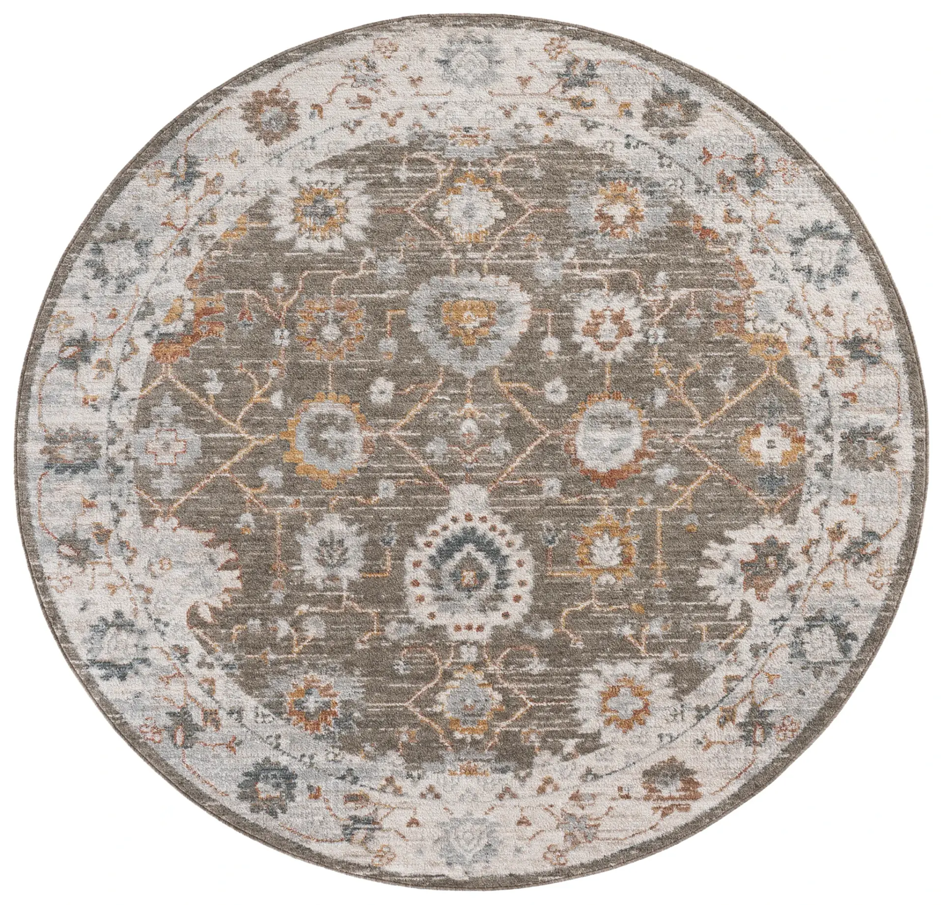 Vintage Rosewood Bordered Floral Rug