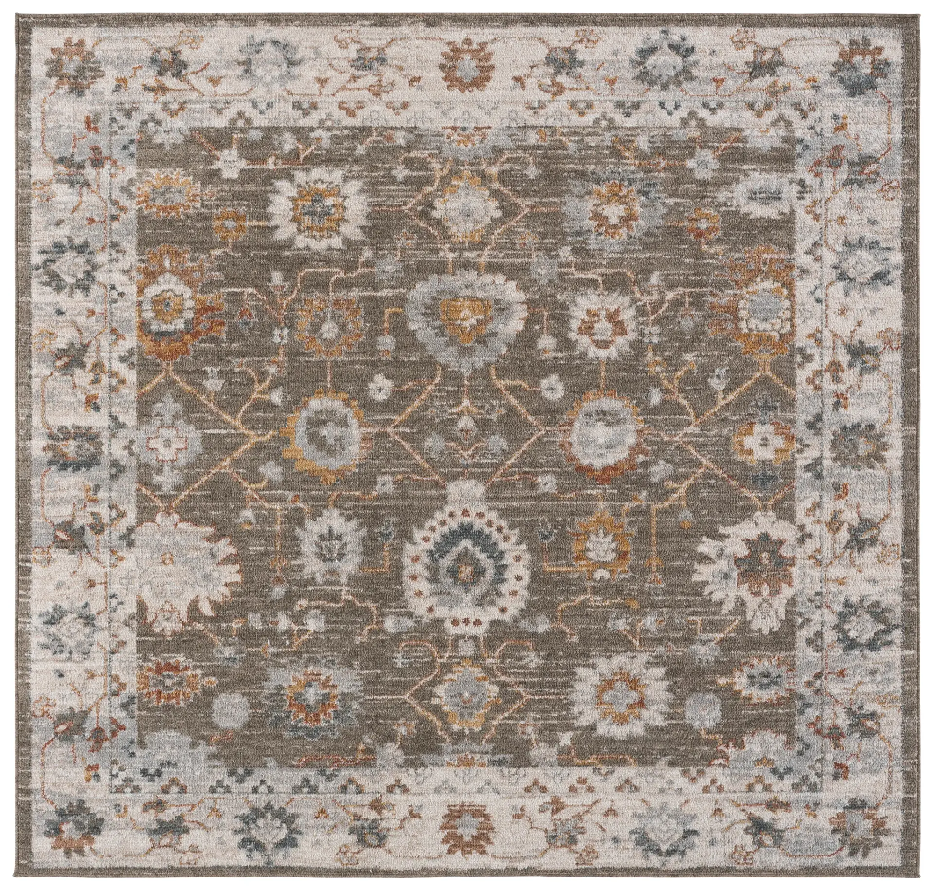 Vintage Rosewood Bordered Floral Rug