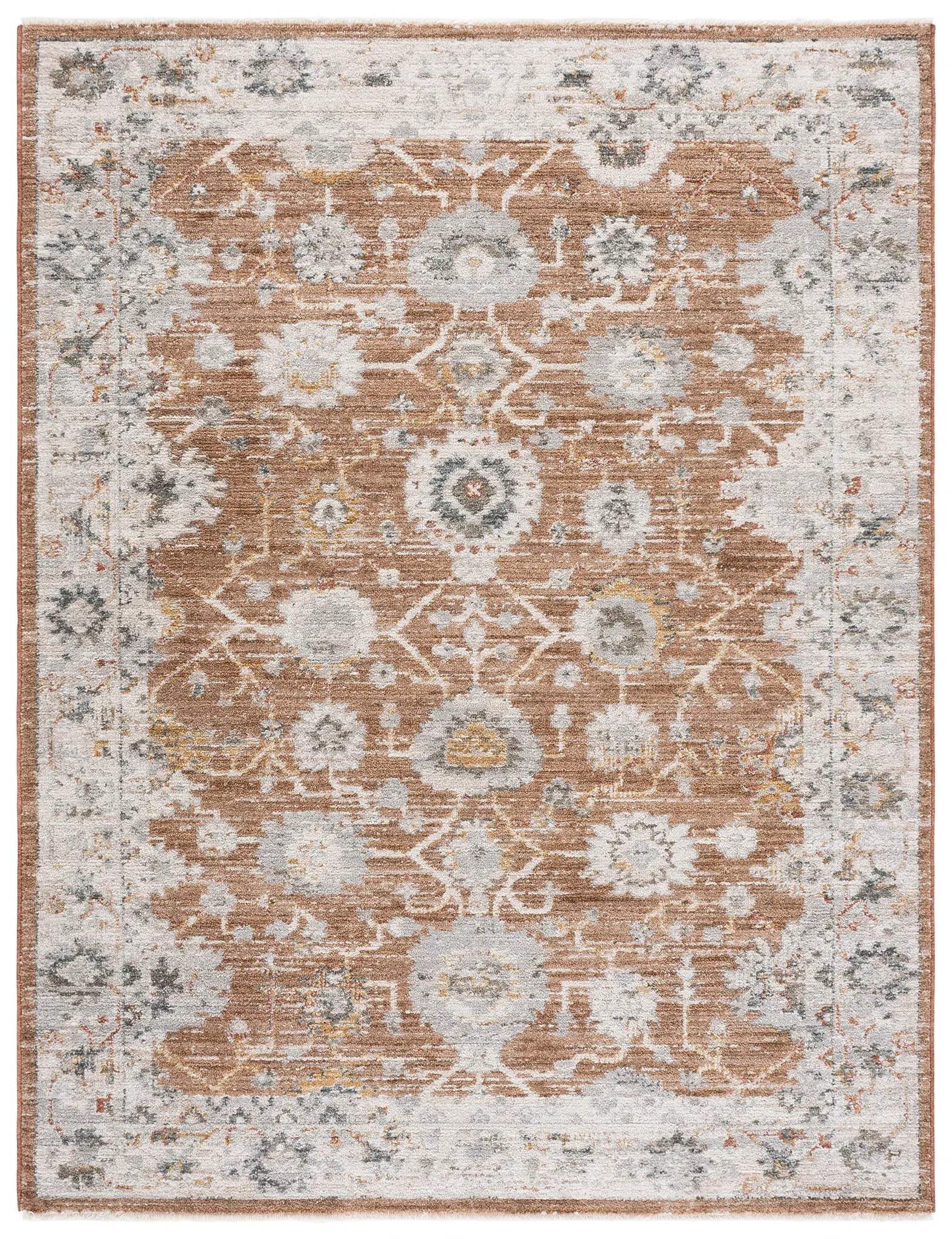 Vintage Rosewood Floral Medallion Rug