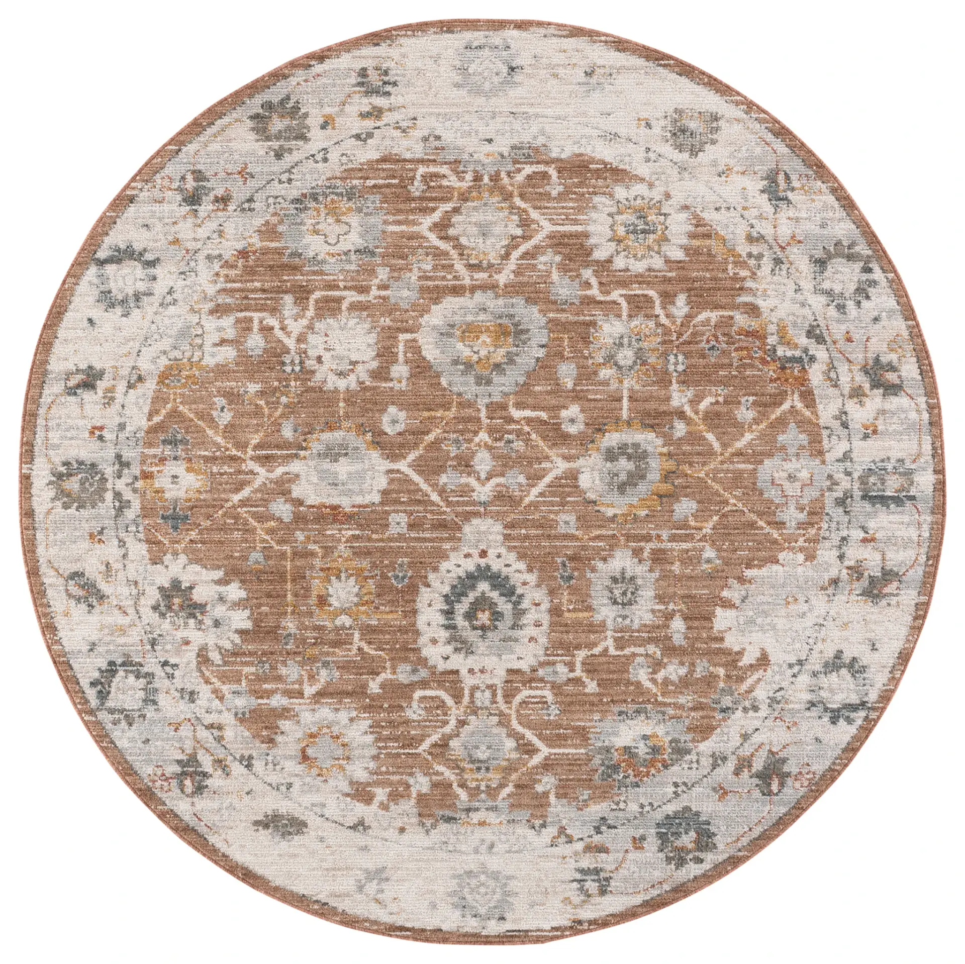 Vintage Rosewood Floral Medallion Rug