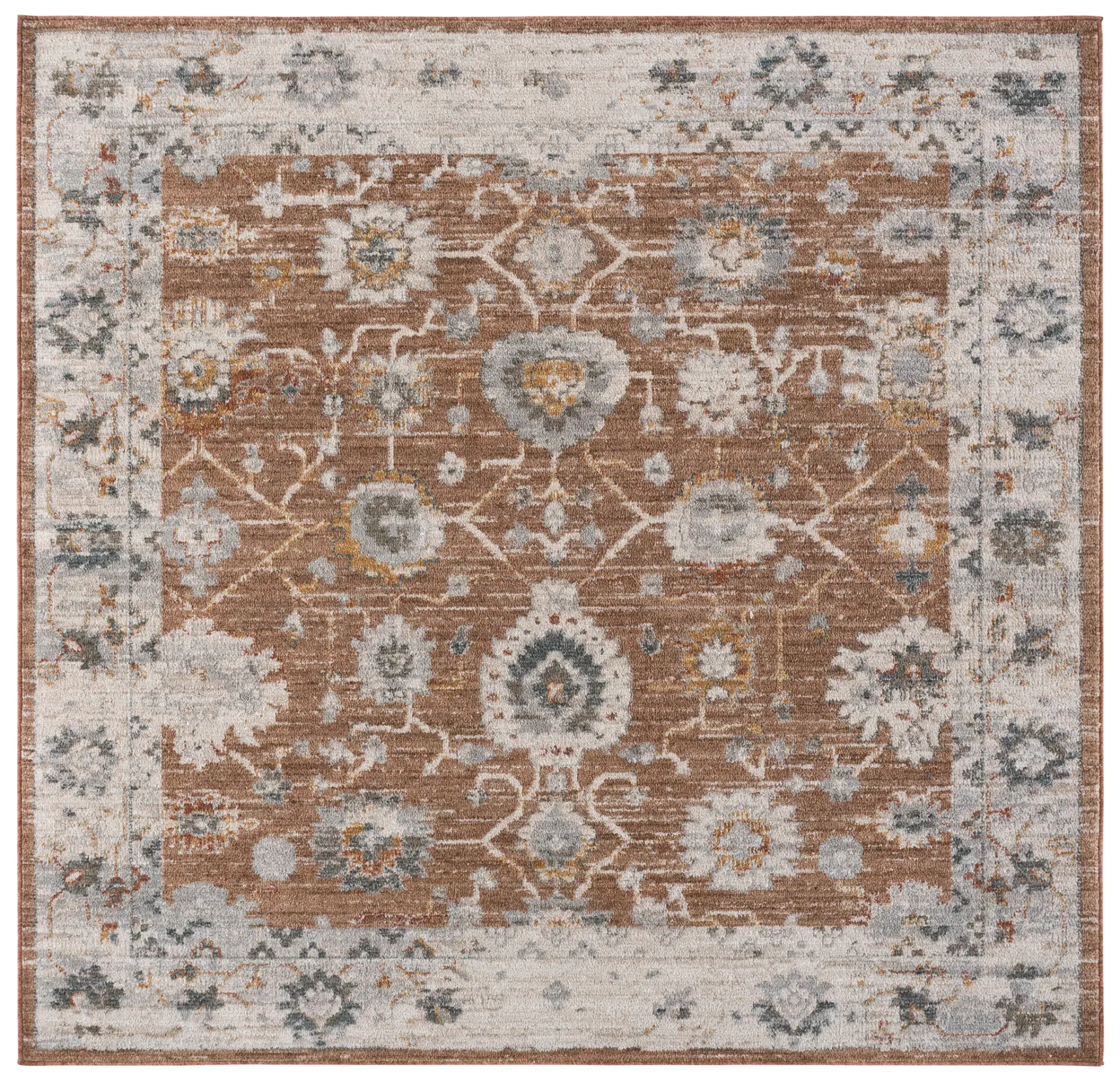Vintage Rosewood Floral Medallion Rug