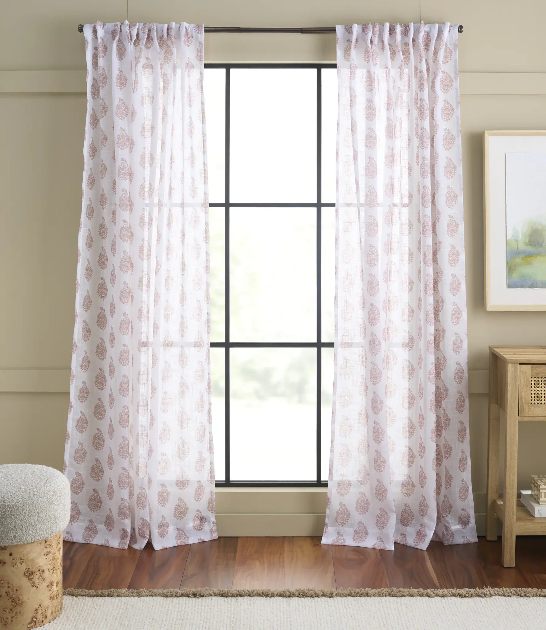 Zari Boti Floral Polyester Window Panels (Set of 2)