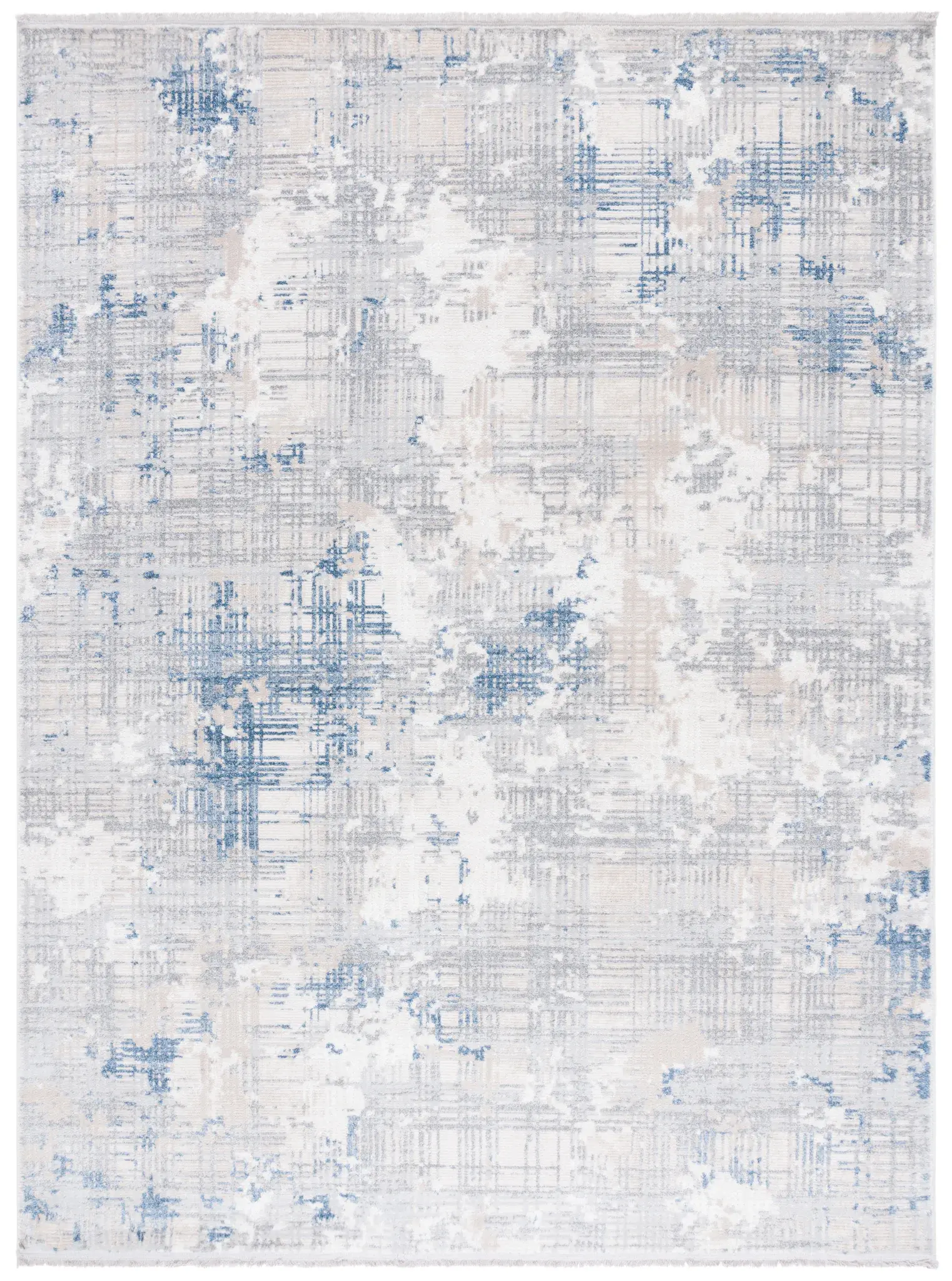 Whisper Distressed Grid Rug