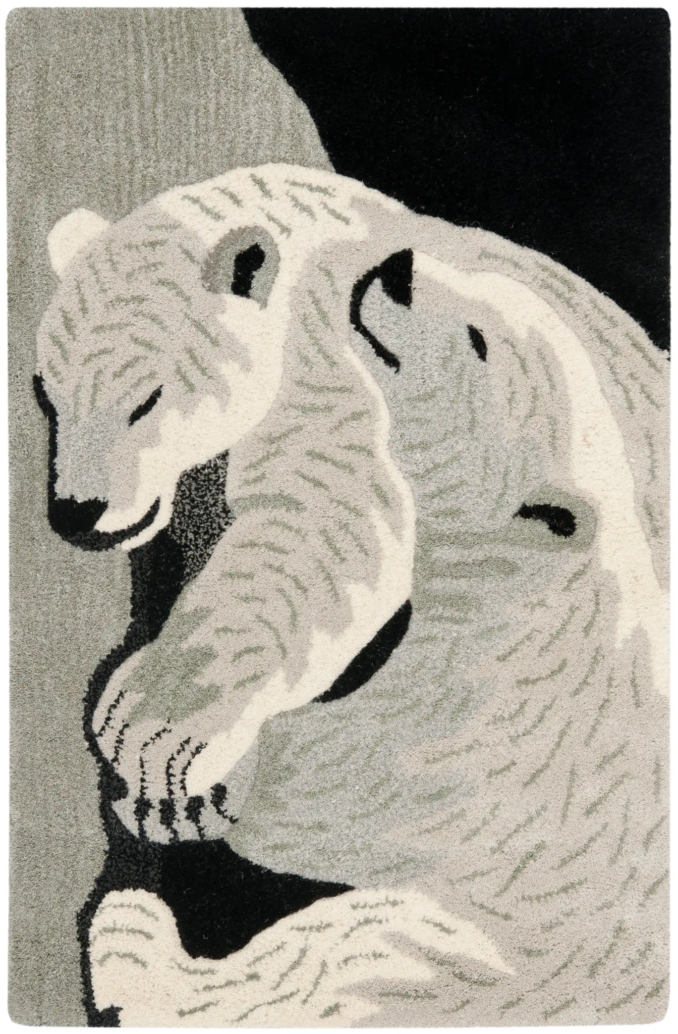 Wilderness Polar Bears Hand-Tufted Wool Rug