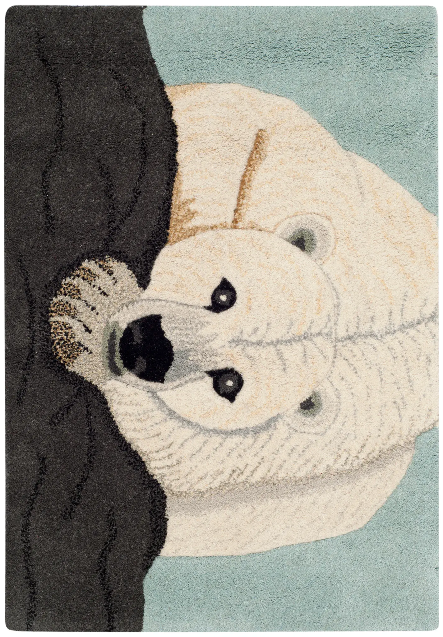 Wilderness Polar Bear Head Hand-Tufted Wool Rug