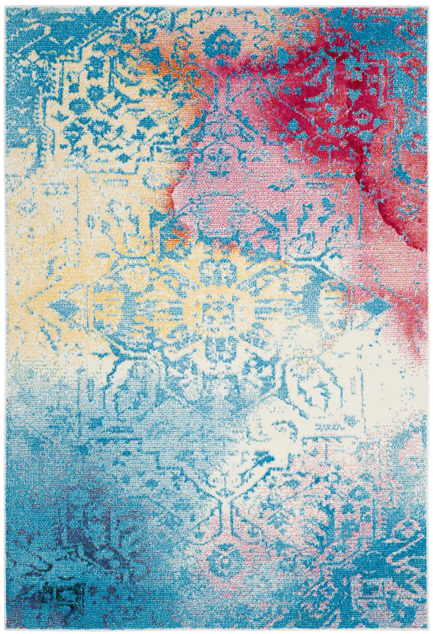 Watercolor Distressed Medallion Rug