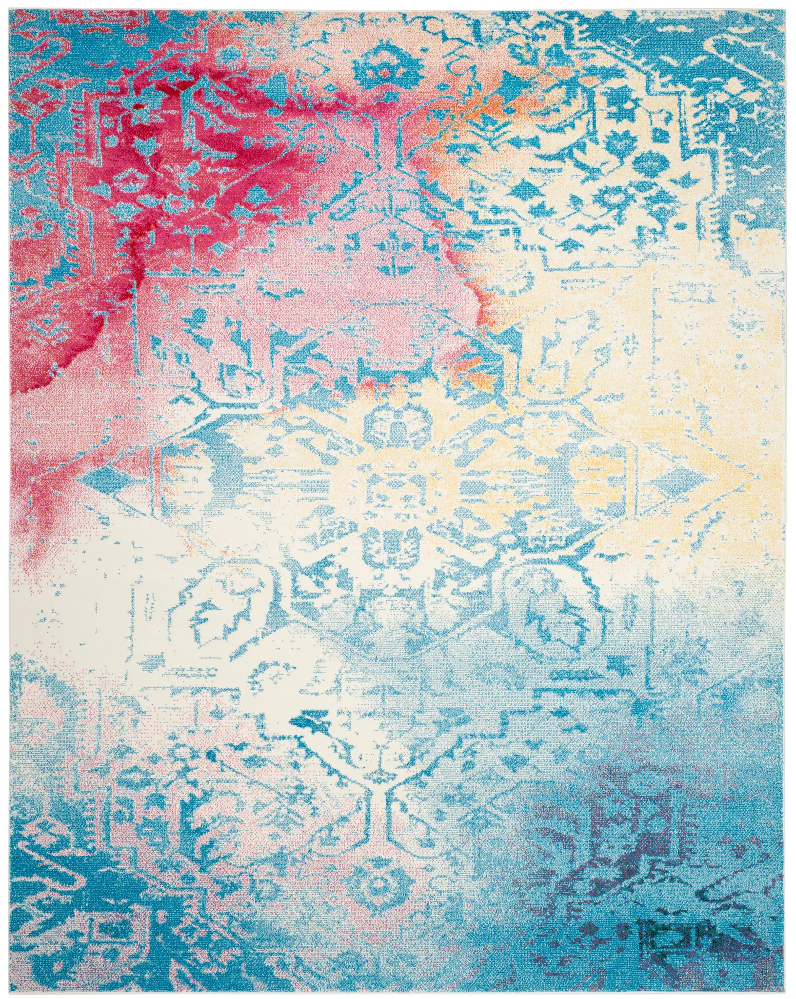 Watercolor Distressed Medallion Rug