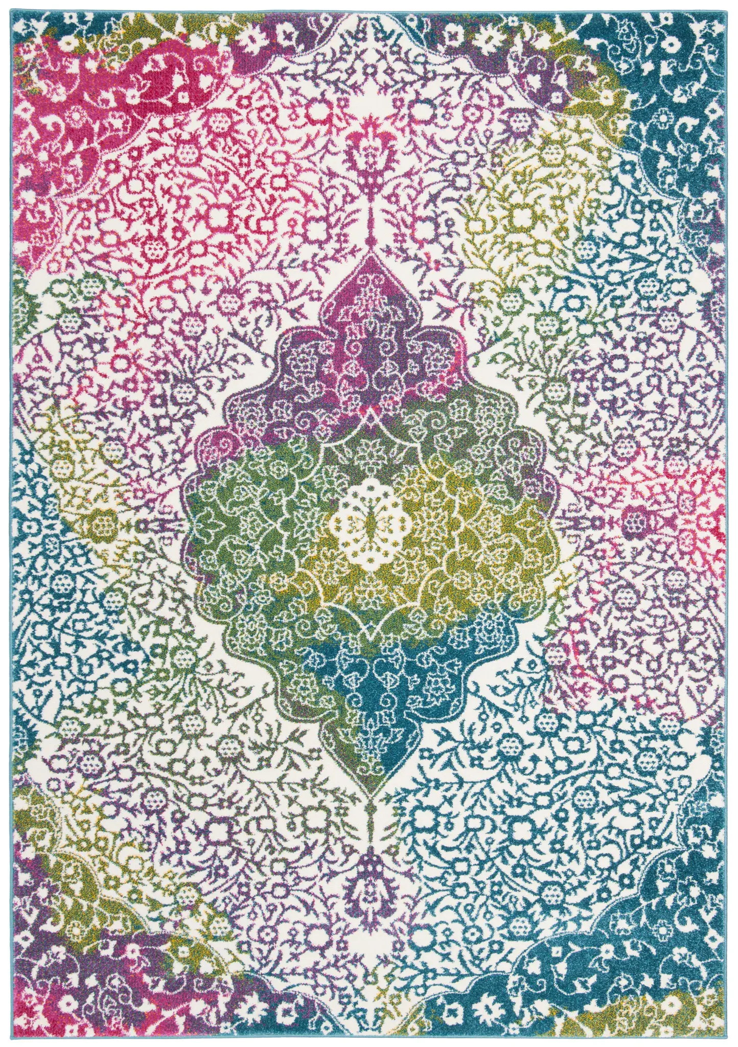 Watercolor Floral Medallion Rug