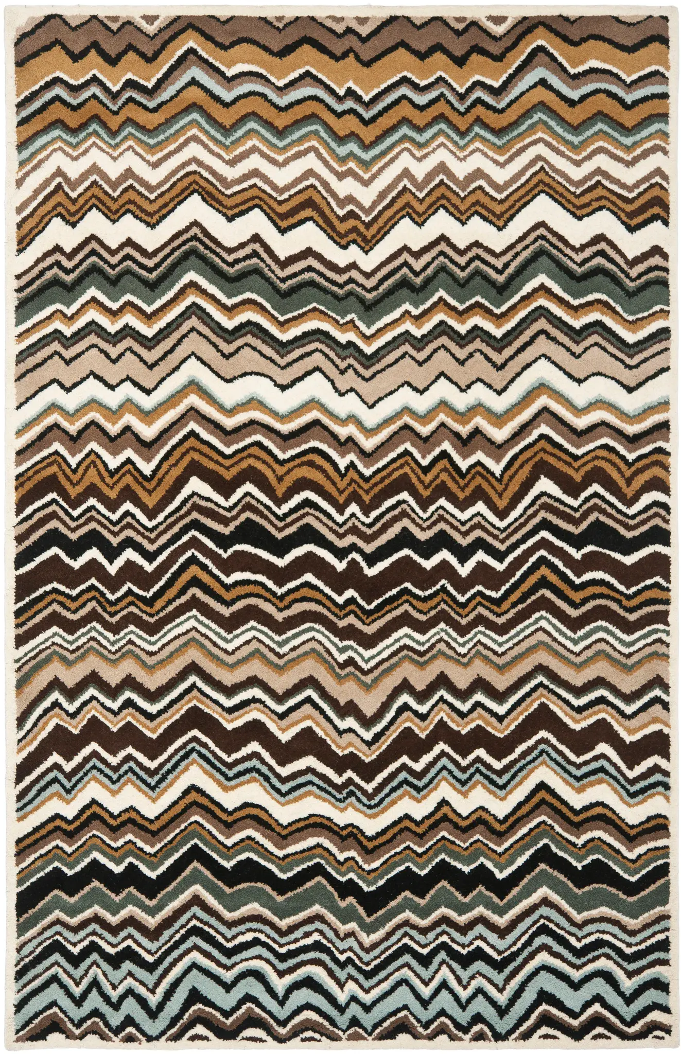 Wyndham Amber Flame Stitch Hand-Tufted Wool Rug