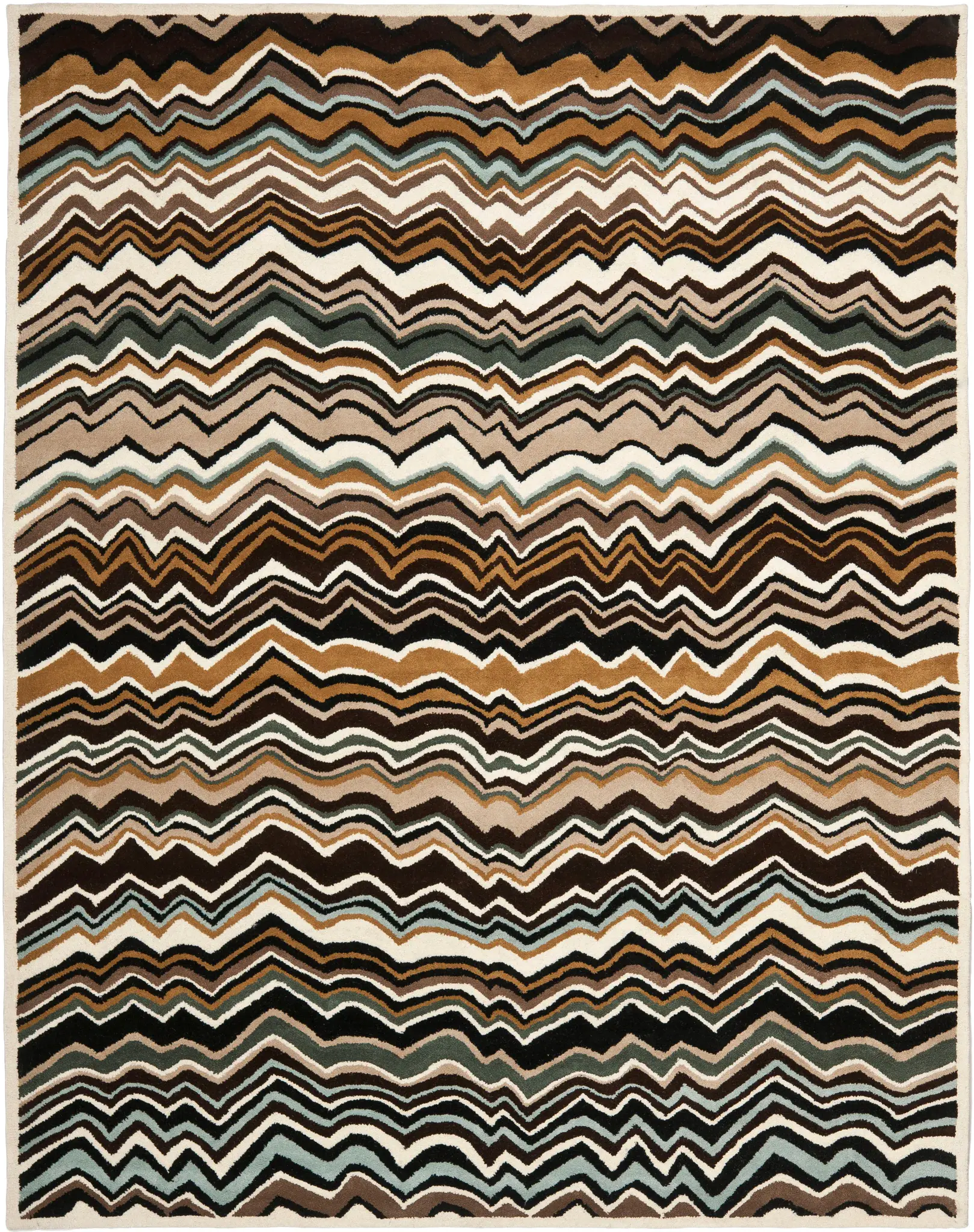 Wyndham Amber Flame Stitch Hand-Tufted Wool Rug