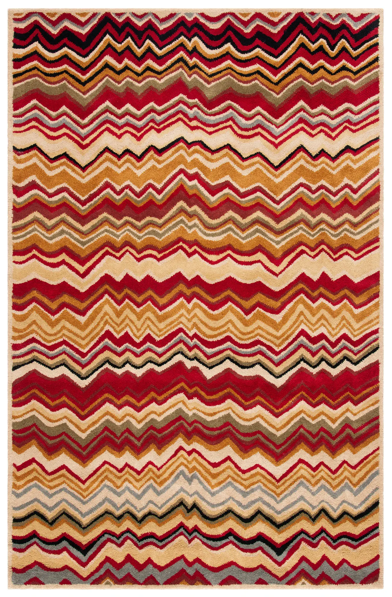 Wyndham Amber Flame Stitch Hand-Tufted Wool Rug