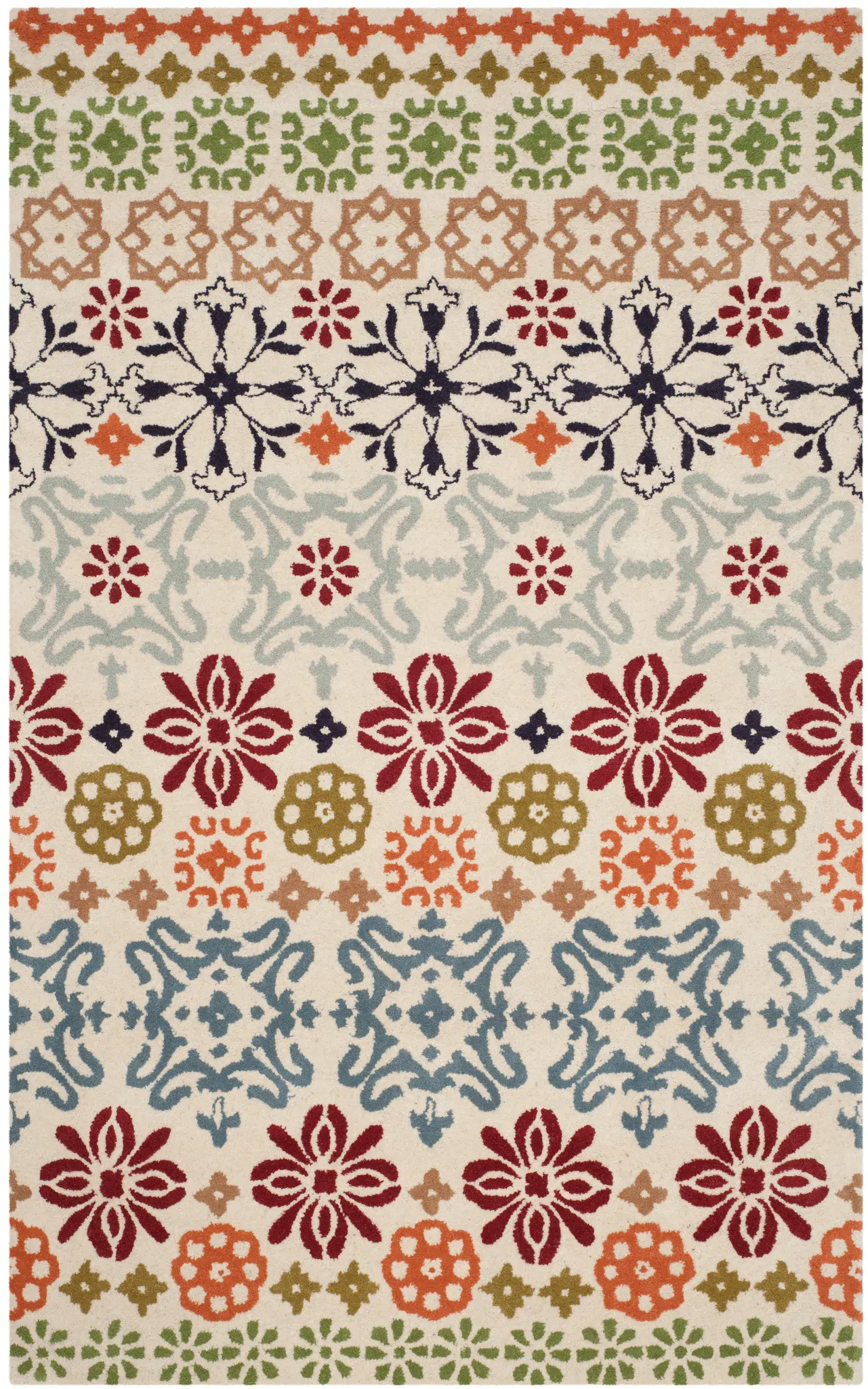Wyndham Banded Floral Hand-Tufted Wool Rug