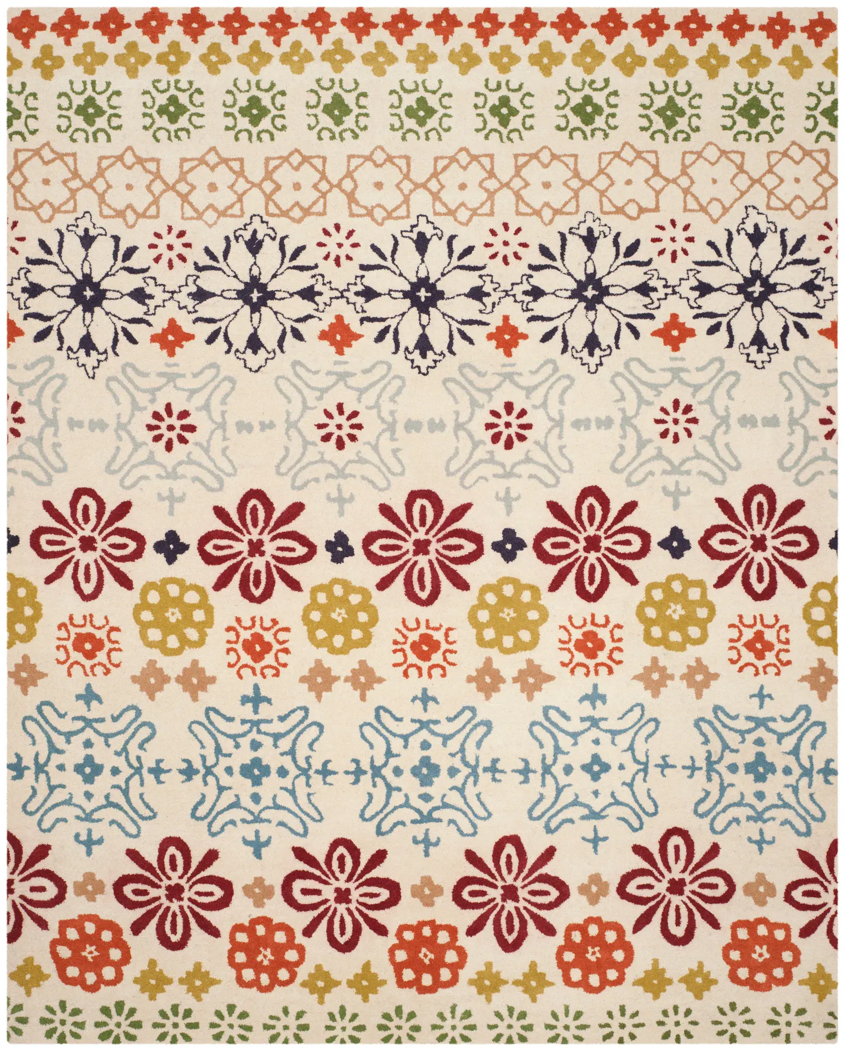 Wyndham Banded Floral Hand-Tufted Wool Rug