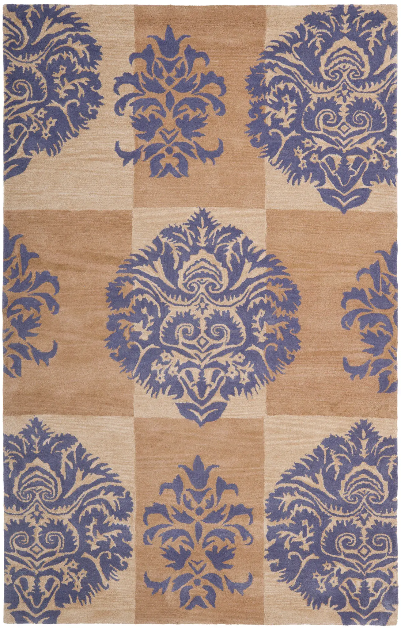 Wyndham Damask Block Hand-Tufted Wool Rug