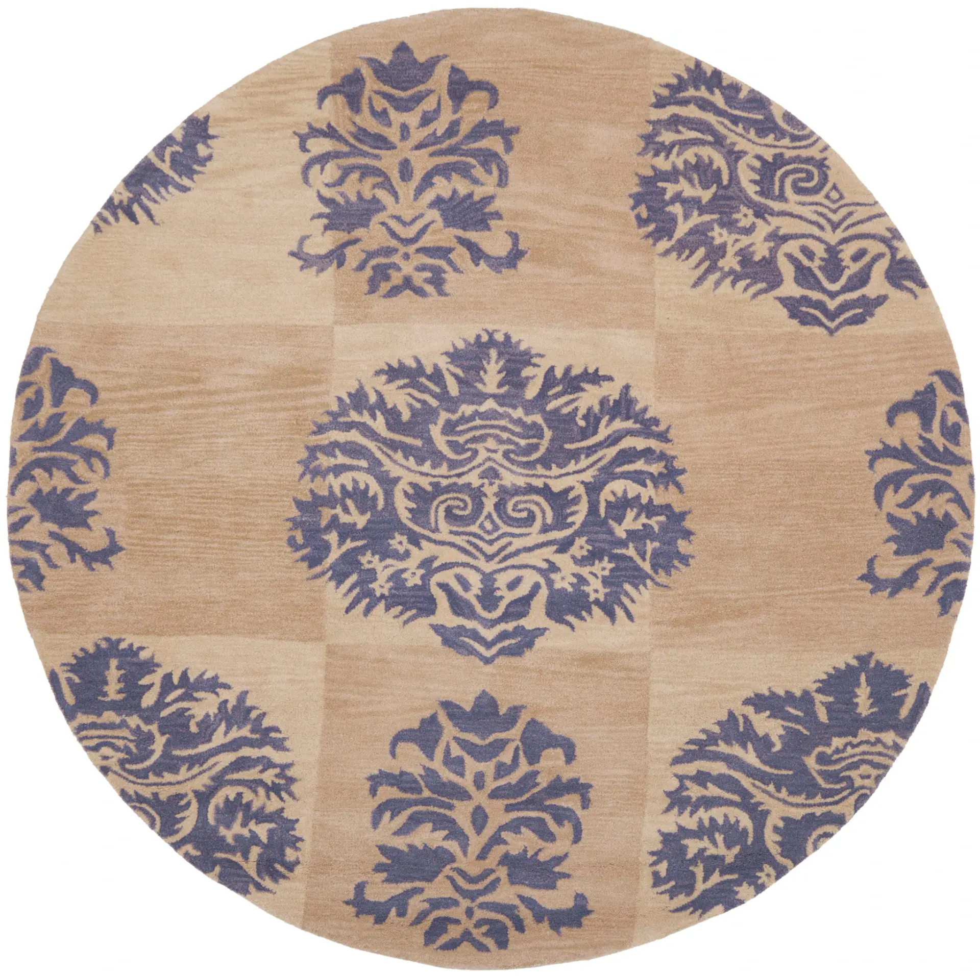 Wyndham Damask Block Hand-Tufted Wool Rug